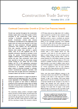 Construction Trade Survey - 2016 Q3