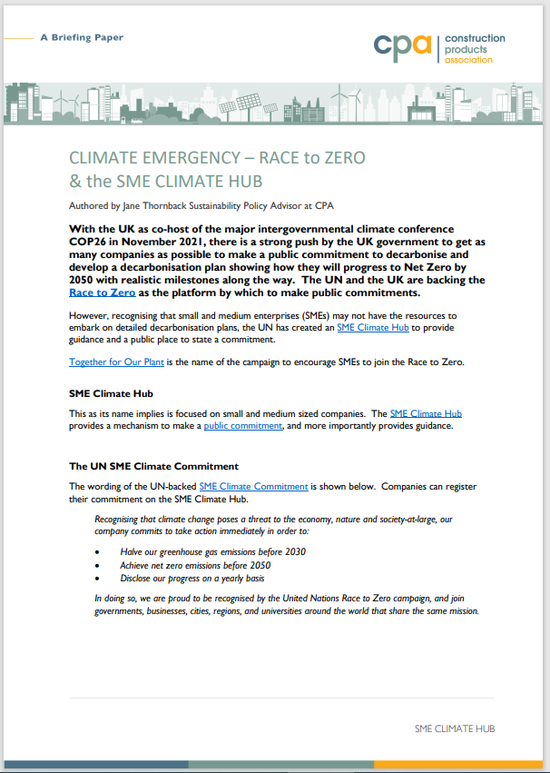 Climate Emergency - Race to Zero & the SME Climate Hub
