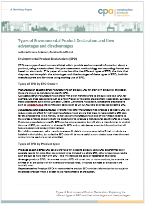 Types of Environmental Product Declaration and their advantages and disadvantages