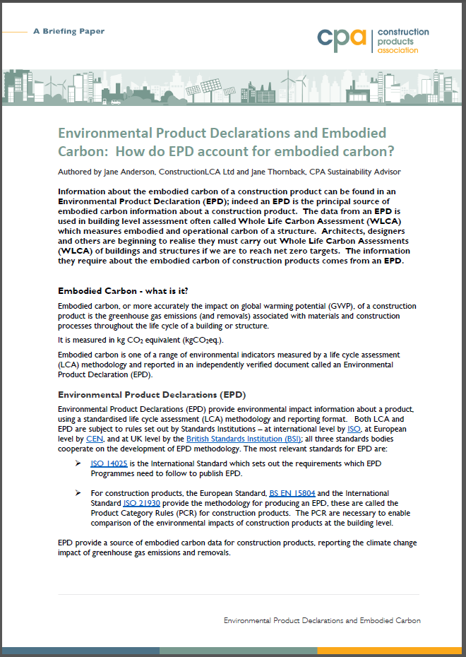 Environmental Product Declarations and Embodied Carbon: How do EPD account for embodied carbon?