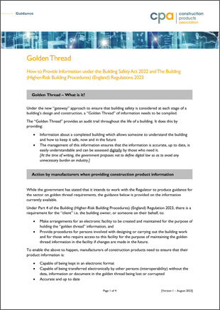 CPA Guidance - Golden Thread: How to Provide Information